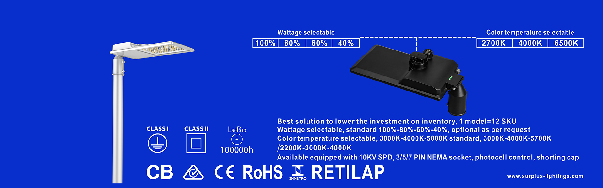 kualitas Lampu Jalan Eagle Gen4 195lm/W ENEC ENEC+ CB SAA Zhaga-D4i Pabrik