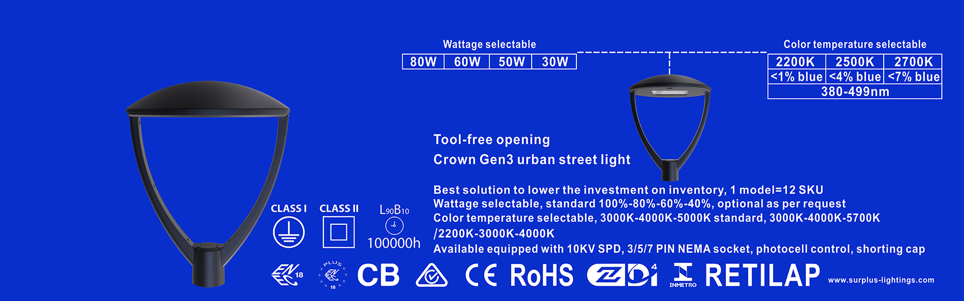 kualitas Lampu Jalan Eagle Gen4 195lm/W ENEC ENEC+ CB SAA Zhaga-D4i Pabrik
